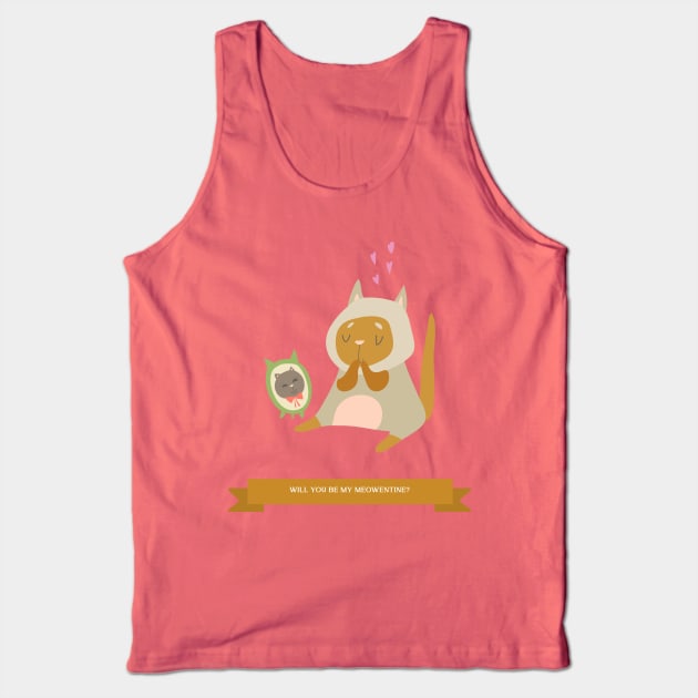 Cute and Funny Valentine's Day Gifts For Cat Lovers | Will You Be My Meowentine? Tank Top by lbradley86